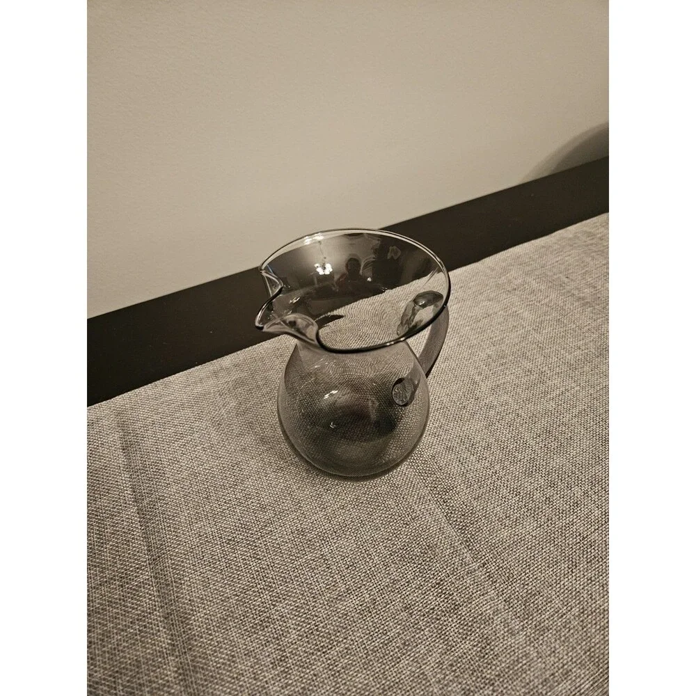 VTG MCM Morgantown Sexton Martini Mixer Pitcher Glass Smoke Gray Lead Crystal